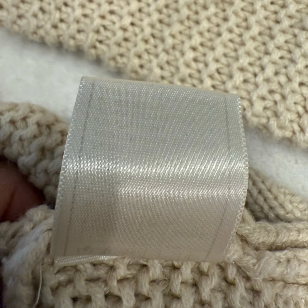 Jack by BB Dakota boho sweater cream chunky knit lace up V neck long sleeves Med - Picture 5 of 10